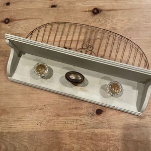 Shabby Chic Farmhouse Rustic Shelf antique knob metal coat jewelry entry hall
